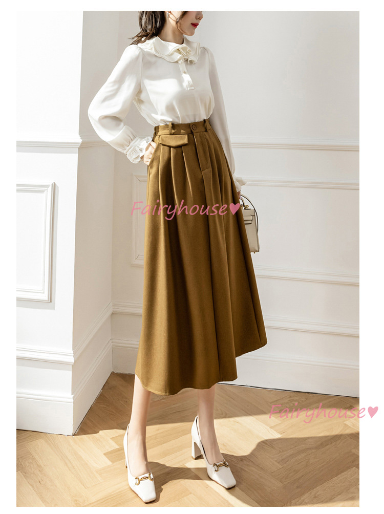 スカート マキシ丈 秋冬 Aラインスカート 無地 フレアスカート ラシャ オシャレ ロング丈スカート ハイウェストボ大人 40代 通勤OL レディース 50代 