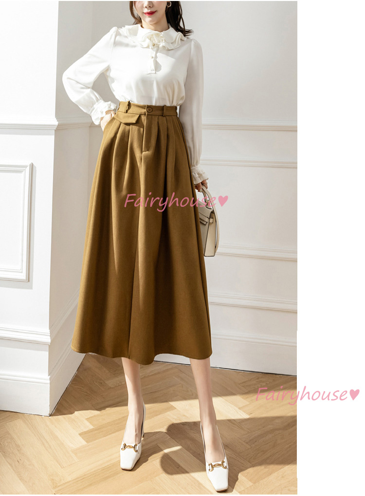 スカート マキシ丈 秋冬 Aラインスカート 無地 フレアスカート ラシャ オシャレ ロング丈スカート ハイウェストボ大人 40代 通勤OL レディース 50代 