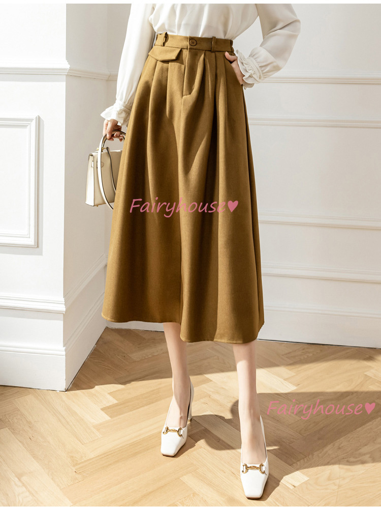 スカート マキシ丈 秋冬 Aラインスカート 無地 フレアスカート ラシャ オシャレ ロング丈スカート ハイウェストボ大人 40代 通勤OL レディース 50代 