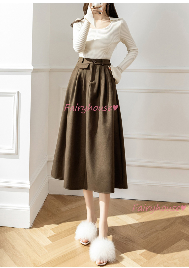 スカート マキシ丈 秋冬 Aラインスカート 無地 フレアスカート ラシャ オシャレ ロング丈スカート ハイウェストボ大人 40代 通勤OL レディース 50代 