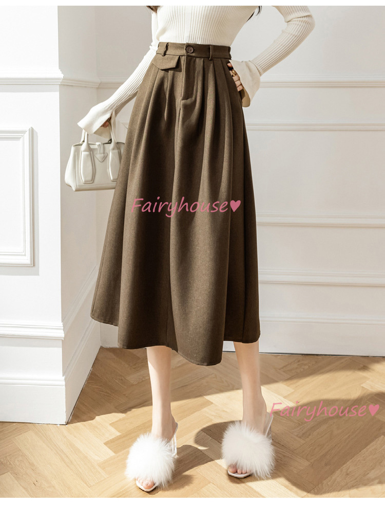 スカート マキシ丈 秋冬 Aラインスカート 無地 フレアスカート ラシャ オシャレ ロング丈スカート ハイウェストボ大人 40代 通勤OL レディース 50代 