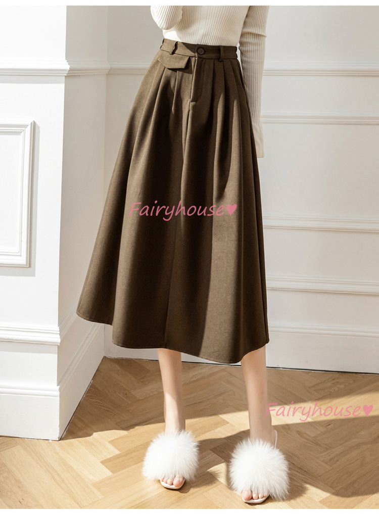 スカート マキシ丈 秋冬 Aラインスカート 無地 フレアスカート ラシャ オシャレ ロング丈スカート ハイウェストボ大人 40代 通勤OL レディース 50代 