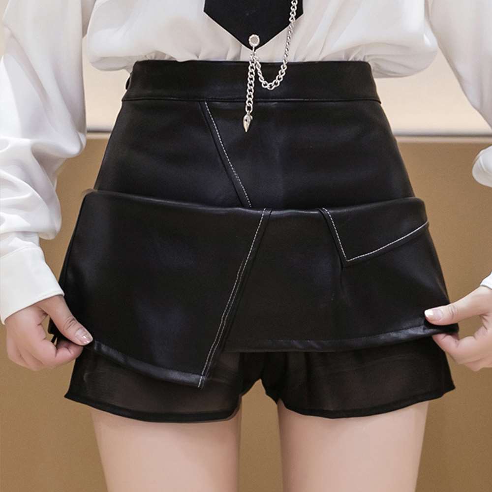PU レザー ミニ スカート 美脚 ハイウエスト  