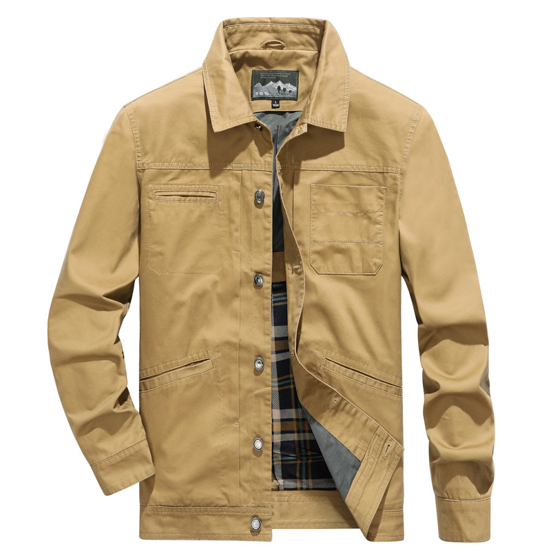 ミリタリージャケット ブルゾン メンズ 襟付き 多ポケット ボタン留め ワークジャケット コットン 作業着 秋冬 アウトドア 機能性 