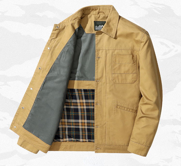 ミリタリージャケット ブルゾン メンズ 襟付き 多ポケット ボタン留め ワークジャケット コットン 作業着 秋冬 アウトドア 機能性 