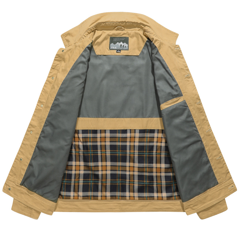 ミリタリージャケット ブルゾン メンズ 襟付き 多ポケット ボタン留め ワークジャケット コットン 作業着 秋冬 アウトドア 機能性 