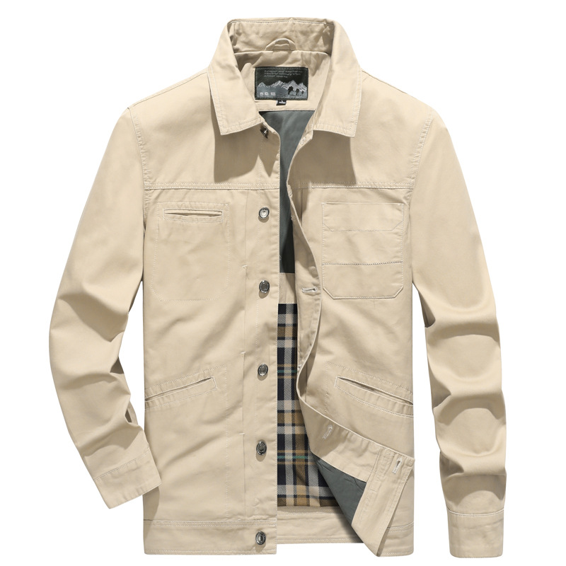 ミリタリージャケット ブルゾン メンズ 襟付き 多ポケット ボタン留め ワークジャケット コットン 作業着 秋冬 アウトドア 機能性 