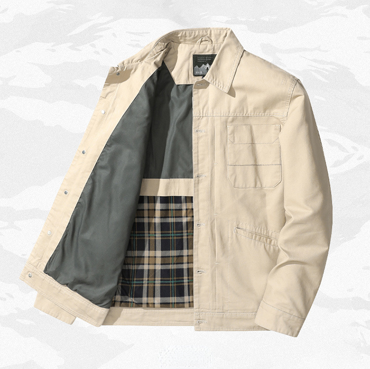 ミリタリージャケット ブルゾン メンズ 襟付き 多ポケット ボタン留め ワークジャケット コットン 作業着 秋冬 アウトドア 機能性 