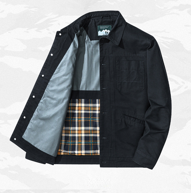 ミリタリージャケット ブルゾン メンズ 襟付き 多ポケット ボタン留め ワークジャケット コットン 作業着 秋冬 アウトドア 機能性 