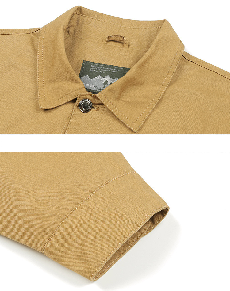 ミリタリージャケット ブルゾン メンズ 襟付き 多ポケット ボタン留め ワークジャケット コットン 作業着 秋冬 アウトドア 機能性 