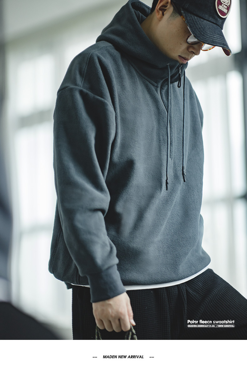 フリースジャケット プルオーバーミリタハーフジップ ドロップショルダー 街着 保温 秋冬ジャケット フード付き 温もり 