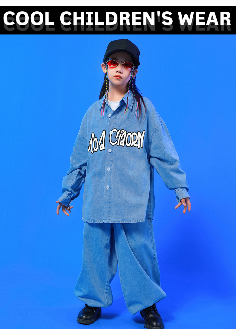 キッズダンス衣装 セットアップ ヒップホップ ダンスファッション ダンス衣装 男の子 デニムパンツ K-POP デニムシャツ ガールズ 韓国 