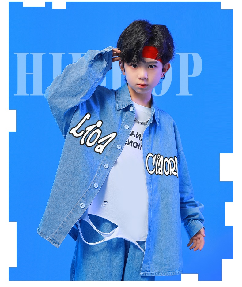 キッズダンス衣装 セットアップ ヒップホップ ダンスファッション ダンス衣装 男の子 デニムパンツ K-POP デニムシャツ ガールズ 韓国 