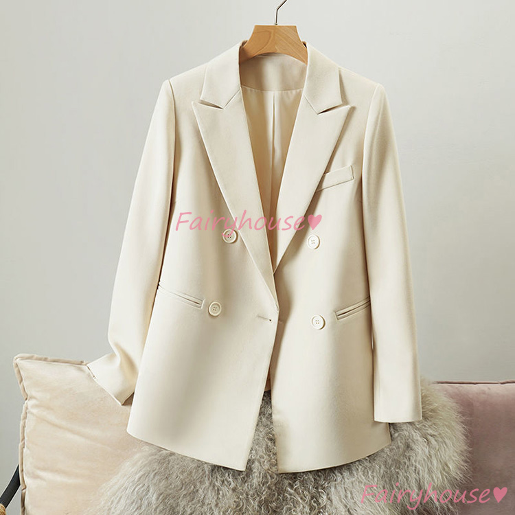 テーラードジャケット レディース 40代 長袖スーツジャケット 黒 ゆったり オフィス ブレザーコート 秋服 通勤OL カジュアル韓国風 春コート ゆったりアウター 