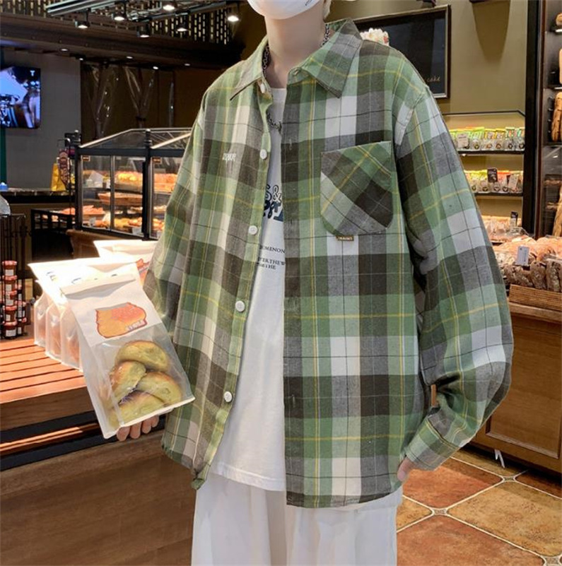 メンズ シャツ カジュアルシャツ 長袖 ワーク ワイシャツ 男子トップス アウター 春秋 通学 普段着 お出掛け チェック柄 スクール 上着 通勤 青少年 