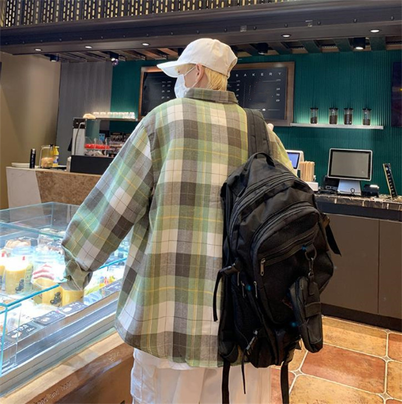 メンズ シャツ カジュアルシャツ 長袖 ワーク ワイシャツ 男子トップス アウター 春秋 通学 普段着 お出掛け チェック柄 スクール 上着 通勤 青少年 