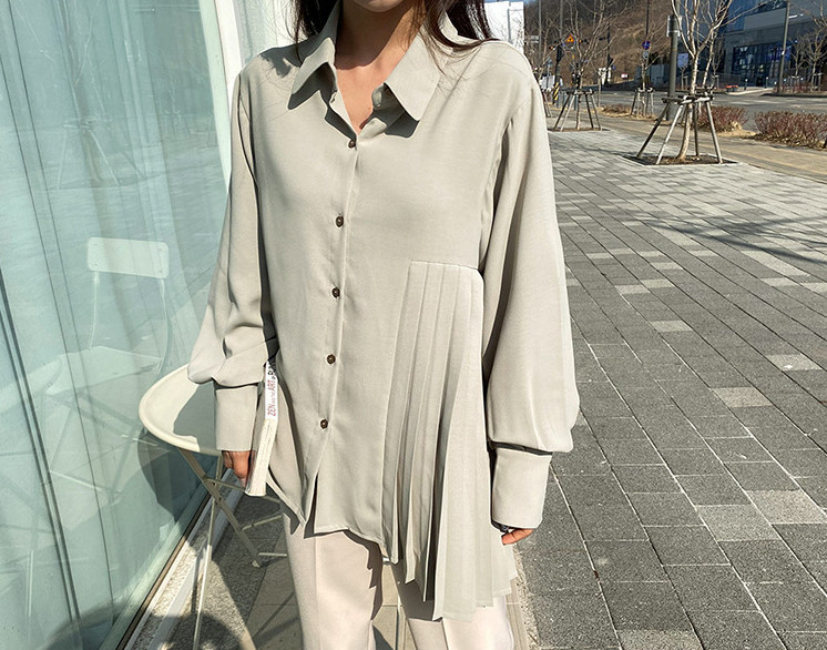レディース シャツ トップス プリーツシャツ ブラウス 無地 シンプル オフィス 体型カバー 大人可愛い 長袖 体型カバー きれいめ 上品 ロング おしゃれ 