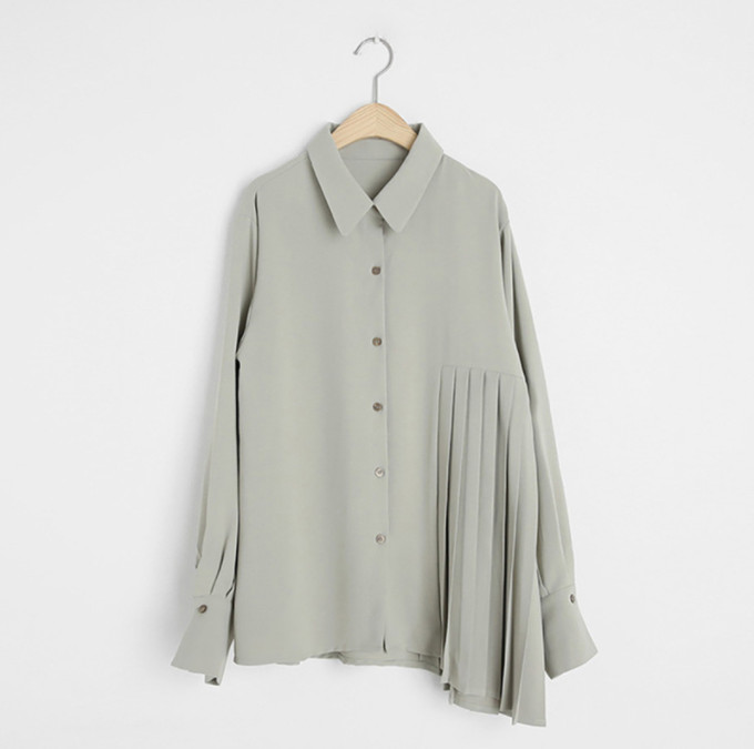 レディース シャツ トップス プリーツシャツ ブラウス 無地 シンプル オフィス 体型カバー 大人可愛い 長袖 体型カバー きれいめ 上品 ロング おしゃれ 