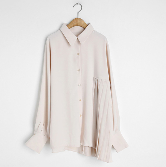レディース シャツ トップス プリーツシャツ ブラウス 無地 シンプル オフィス 体型カバー 大人可愛い 長袖 体型カバー きれいめ 上品 ロング おしゃれ 
