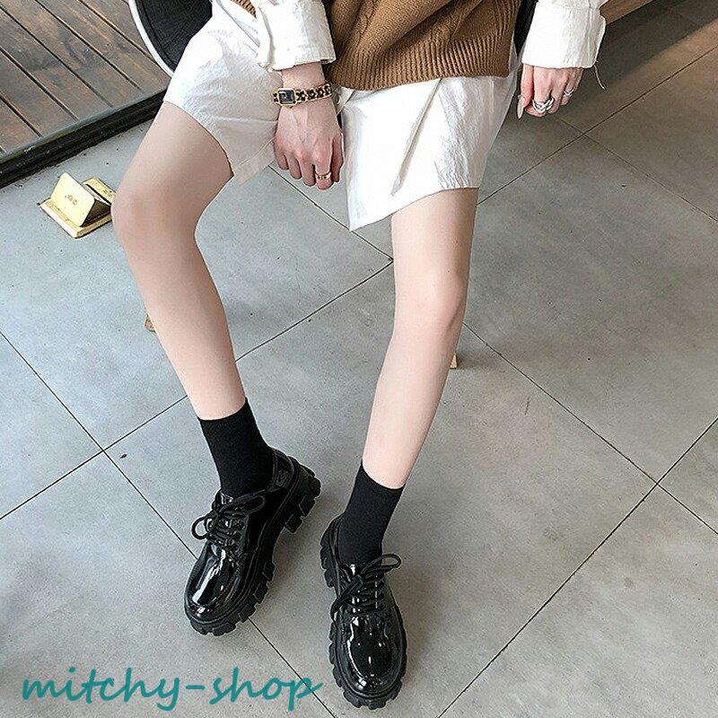 靴 厚底オックスフォード 厚底 スニーカー レディース レースアップ ごつめ 春 パンク ローファー レトロ エナメル 秋 大人 マット 韓国 冬 