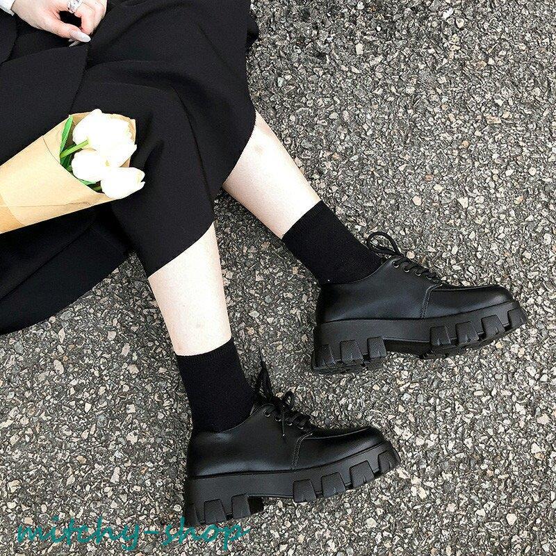 靴 厚底オックスフォード 厚底 スニーカー レディース レースアップ ごつめ 春 パンク ローファー レトロ エナメル 秋 大人 マット 韓国 冬 