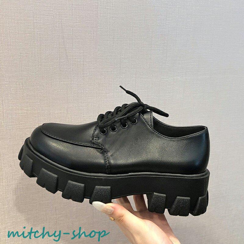 靴 厚底オックスフォード 厚底 スニーカー レディース レースアップ ごつめ 春 パンク ローファー レトロ エナメル 秋 大人 マット 韓国 冬 