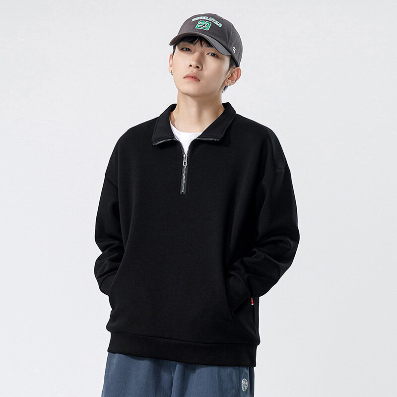 プルオーバースウェット 男女兼用 トップス ハーフジップ スラッシュポケット 無地 トップス スタイリッシュ プルオーバーシャツ 通学 ユニセックス 