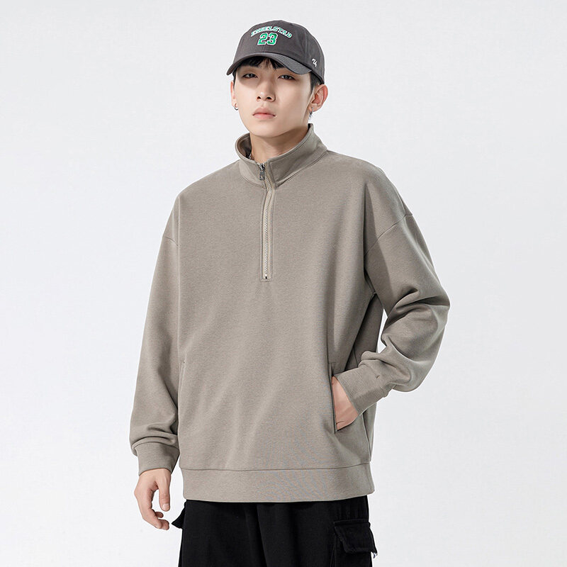 プルオーバースウェット 男女兼用 トップス ハーフジップ スラッシュポケット 無地 トップス スタイリッシュ プルオーバーシャツ 通学 ユニセックス 