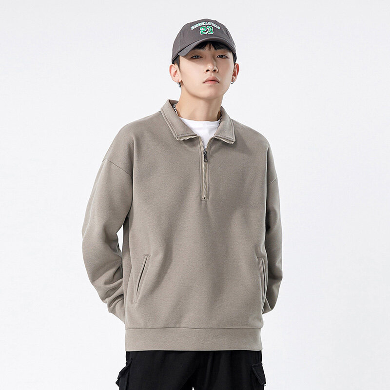 プルオーバースウェット 男女兼用 トップス ハーフジップ スラッシュポケット 無地 トップス スタイリッシュ プルオーバーシャツ 通学 ユニセックス 