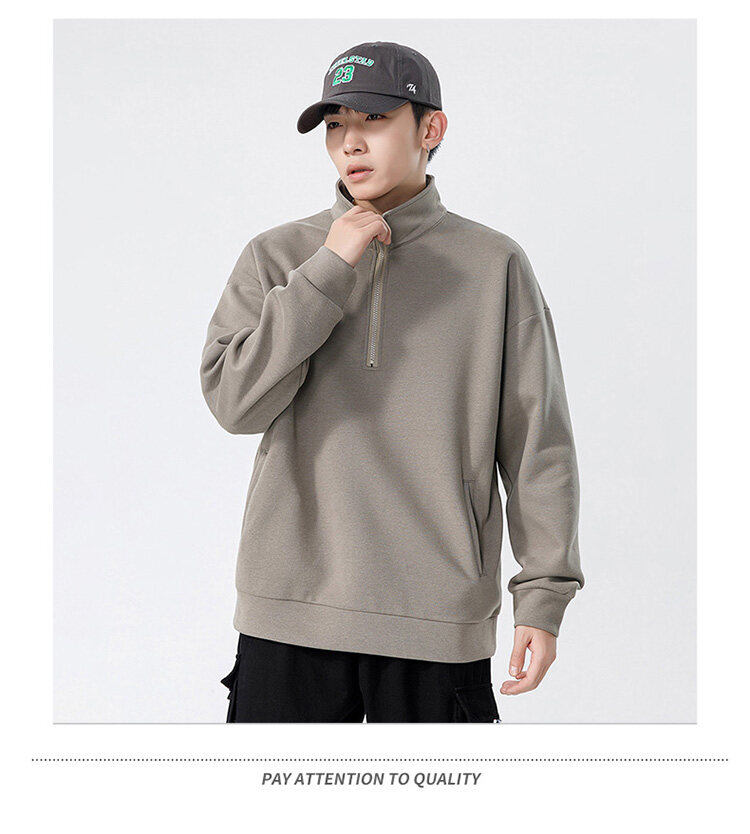 プルオーバースウェット 男女兼用 トップス ハーフジップ スラッシュポケット 無地 トップス スタイリッシュ プルオーバーシャツ 通学 ユニセックス 