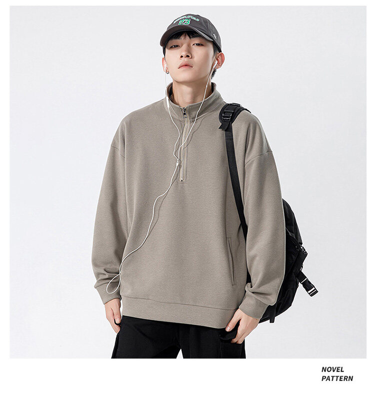 プルオーバースウェット 男女兼用 トップス ハーフジップ スラッシュポケット 無地 トップス スタイリッシュ プルオーバーシャツ 通学 ユニセックス 