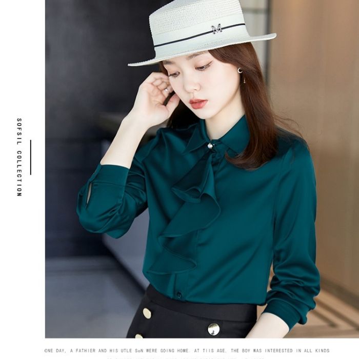 レディース シャツ ママシャツ エレ穏やかな2色選び トップス Vネック オシャレ 秋冬 きれいめ ブラウス 着痩 カジュアル風 長袖 