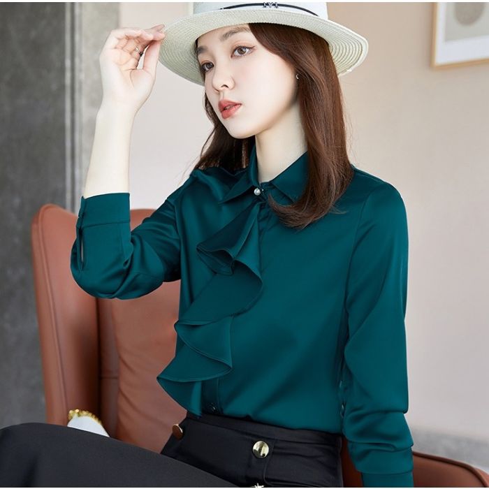 レディース シャツ ママシャツ エレ穏やかな2色選び トップス Vネック オシャレ 秋冬 きれいめ ブラウス 着痩 カジュアル風 長袖 