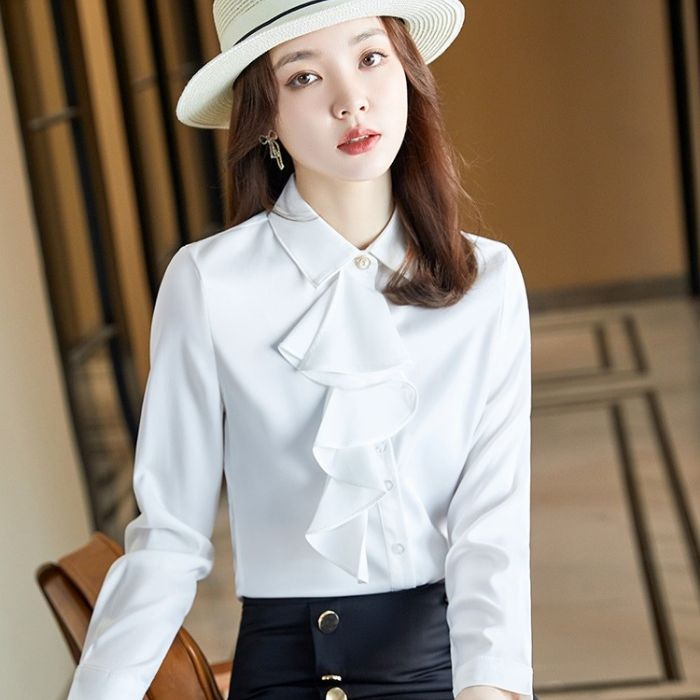 レディース シャツ ママシャツ エレ穏やかな2色選び トップス Vネック オシャレ 秋冬 きれいめ ブラウス 着痩 カジュアル風 長袖 