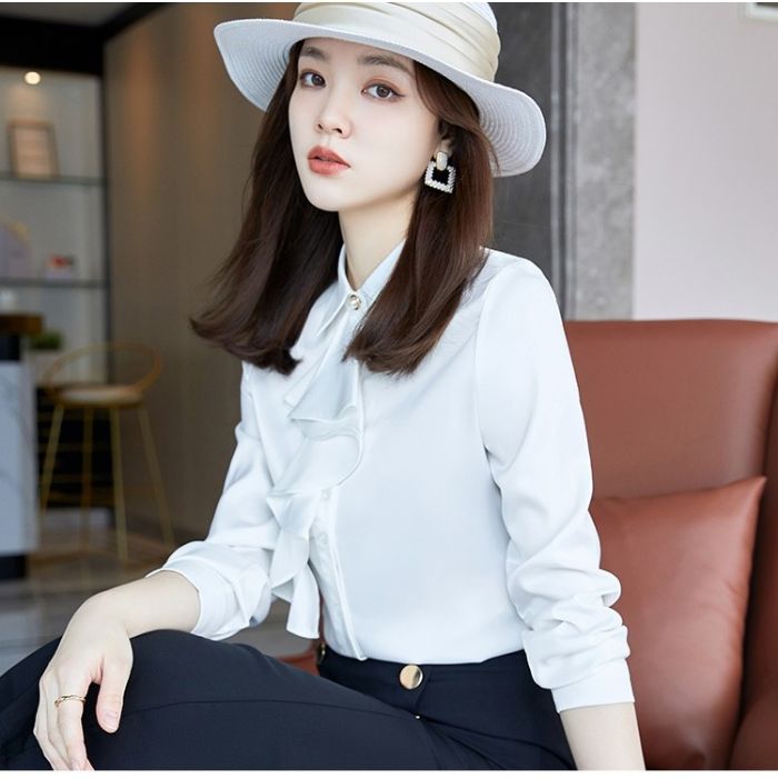 レディース シャツ ママシャツ エレ穏やかな2色選び トップス Vネック オシャレ 秋冬 きれいめ ブラウス 着痩 カジュアル風 長袖 