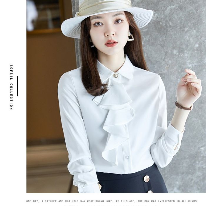 レディース シャツ ママシャツ エレ穏やかな2色選び トップス Vネック オシャレ 秋冬 きれいめ ブラウス 着痩 カジュアル風 長袖 