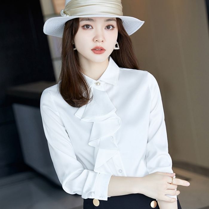 レディース シャツ ママシャツ エレ穏やかな2色選び トップス Vネック オシャレ 秋冬 きれいめ ブラウス 着痩 カジュアル風 長袖 