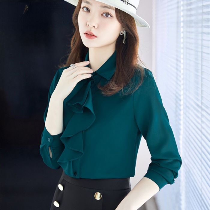 レディース シャツ ママシャツ エレ穏やかな2色選び トップス Vネック オシャレ 秋冬 きれいめ ブラウス 着痩 カジュアル風 長袖 