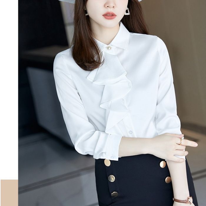 レディース シャツ ママシャツ エレ穏やかな2色選び トップス Vネック オシャレ 秋冬 きれいめ ブラウス 着痩 カジュアル風 長袖 