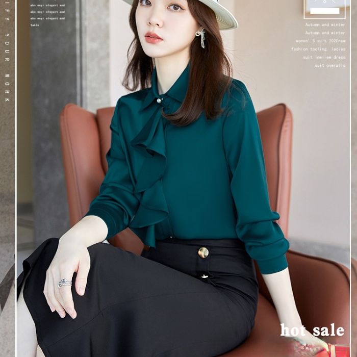 レディース シャツ ママシャツ エレ穏やかな2色選び トップス Vネック オシャレ 秋冬 きれいめ ブラウス 着痩 カジュアル風 長袖 