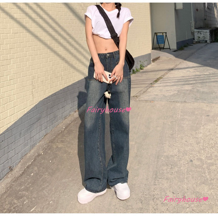 ジーンズ レディース デニムパンツ ストレート ジーパン ワイドパンツ ハイウエスト ロングデニムワイドパンツ ズボン 秋冬 ゆったり着痩せ 春夏 オシャレ30代 
