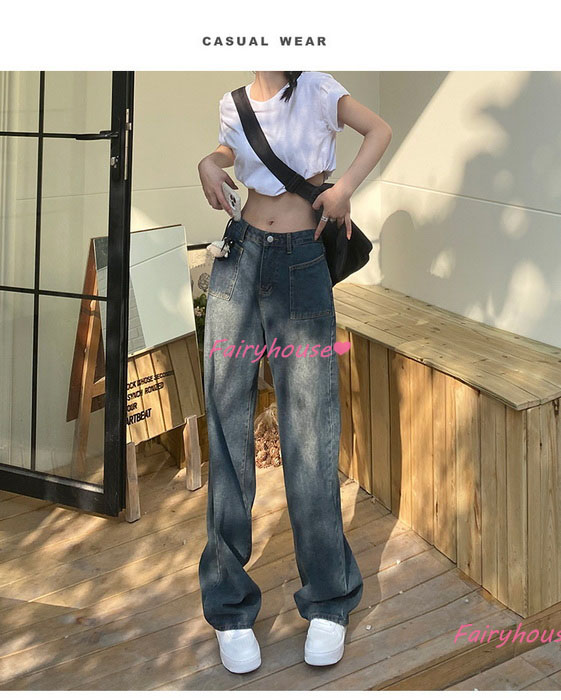 ジーンズ レディース デニムパンツ ストレート ジーパン ワイドパンツ ハイウエスト ロングデニムワイドパンツ ズボン 秋冬 ゆったり着痩せ 春夏 オシャレ30代 