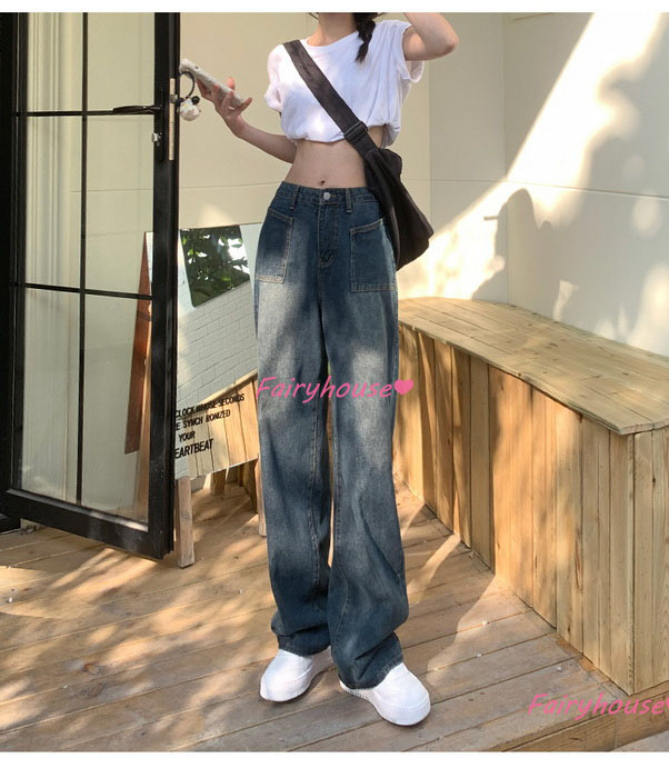 ジーンズ レディース デニムパンツ ストレート ジーパン ワイドパンツ ハイウエスト ロングデニムワイドパンツ ズボン 秋冬 ゆったり着痩せ 春夏 オシャレ30代 