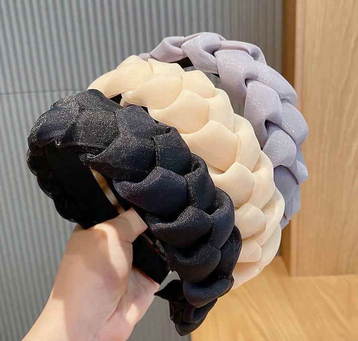 カチューシャ 編み込みデザインオーガンジーカチューシャ 新発売セール  