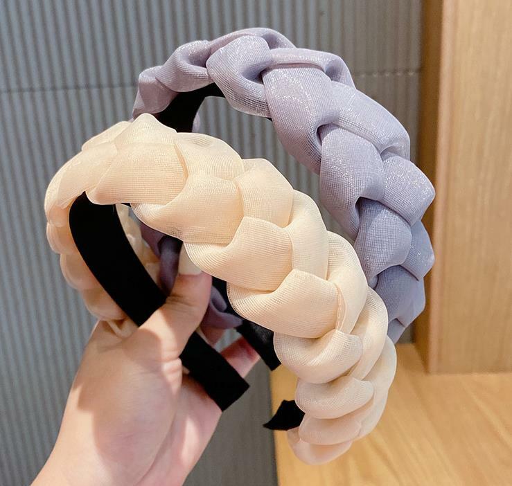 カチューシャ 編み込みデザインオーガンジーカチューシャ 新発売セール  