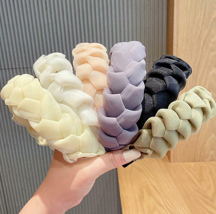 カチューシャ 編み込みデザインオーガンジーカチューシャ 新発売セール  