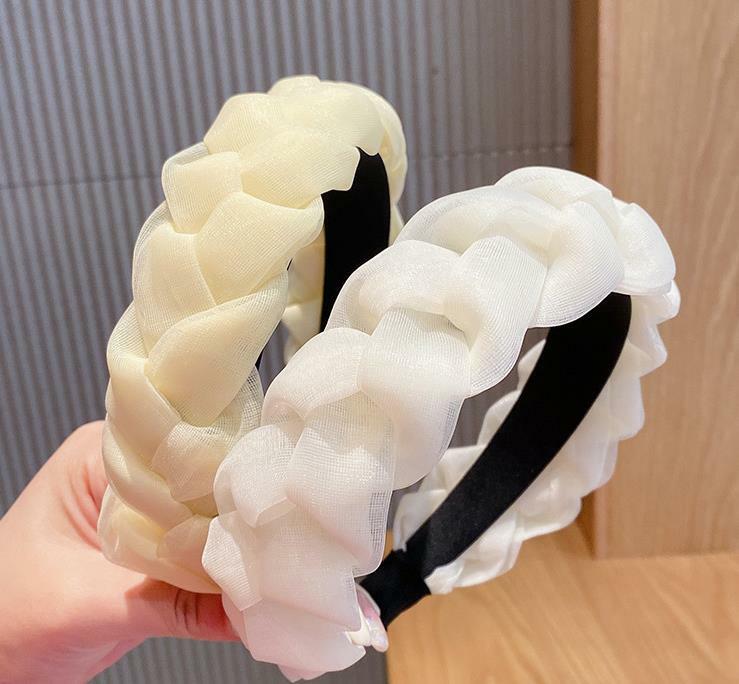 カチューシャ 編み込みデザインオーガンジーカチューシャ 新発売セール  