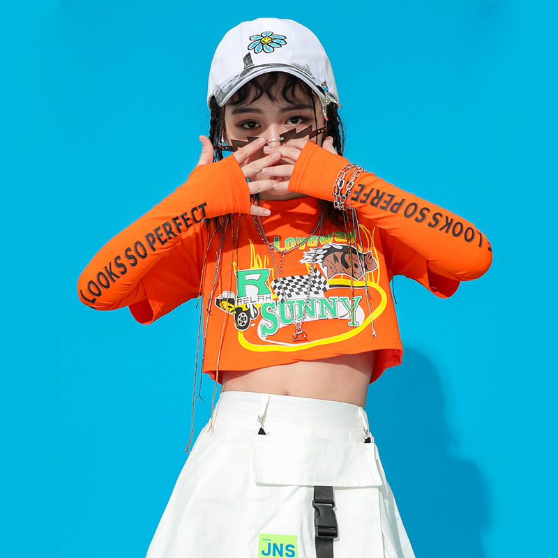 アームカバー ダンス衣装 小物 キッズ ヒップホップ ファッション 黒 手袋 アームウォーマー 紫 オレンジ ピンク キッズダンス衣装 黄色 腕カバー 