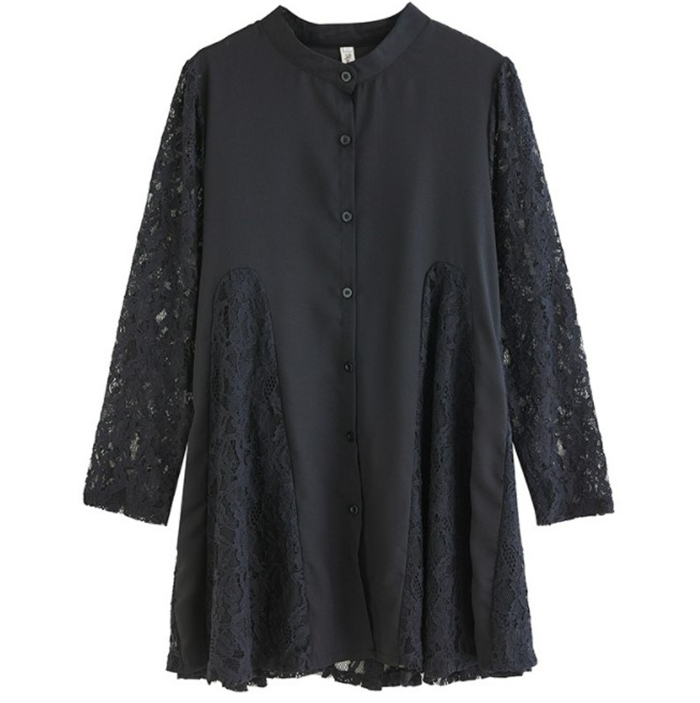レースチュニック ワンピース レディース きれいめ 春秋 チュニックワンピース レース 長袖 40代 Aライン 切替かえ 大きいサイズ 体型カバー 可愛い 30代 