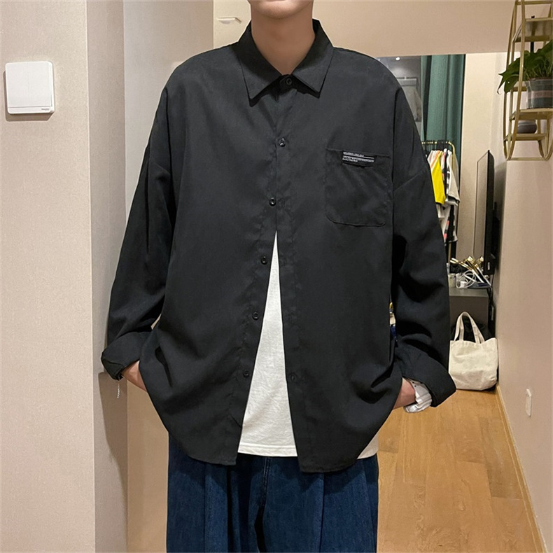 メンズ シャツ カジュアルシャツ 長袖 無地 ワーク 上着 春秋 スタイリッシュ 青少年 スクール ワイシャツ 7色展開 通勤 通学 男子トップス 普段着 ポケット 